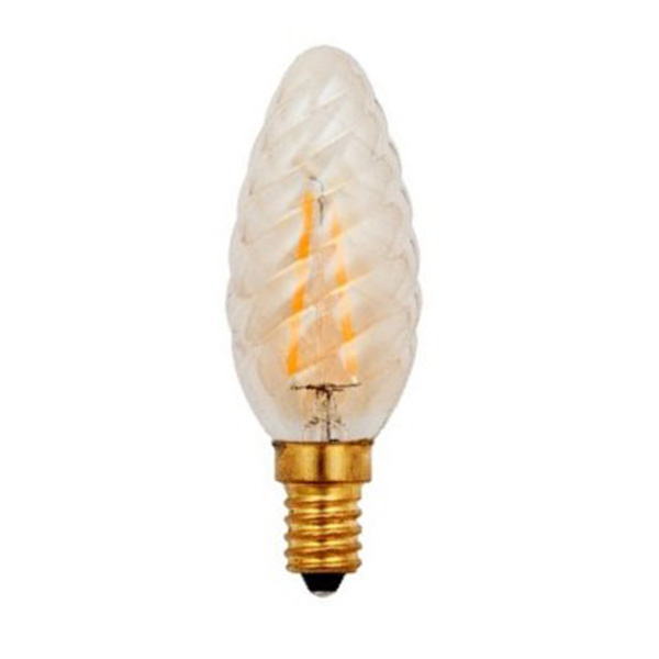 SPL filament LED gedraaide kaarslamp 1,5W E14 230V 2200K kleur 822 helder goud dimbaar