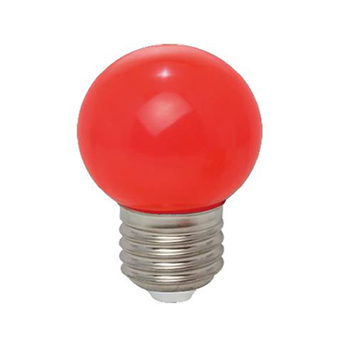 LED kogellamp 1W E27 230V met kunststof bol rood niet dimbaar