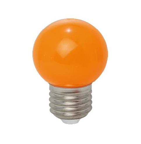 LED kogellamp 1W E27 230V met kunststof bol oranje niet dimbaar