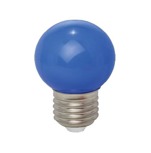LED kogellamp 1W E27 230V met kunststof bol blauw niet dimbaar