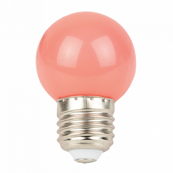 Showgear LED kogellamp 1W E27 roze 100-240V P45 IP44 niet dimbaar
