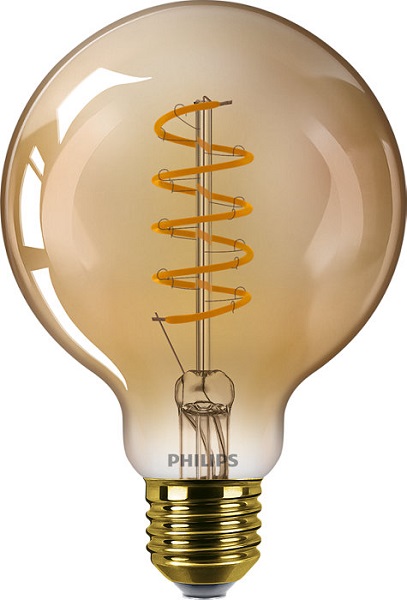 Philips Classic Vintage flexLED filament LED globelamp 93mm 4W-25W E27 1800K kleur 818 goud niet dimbaar