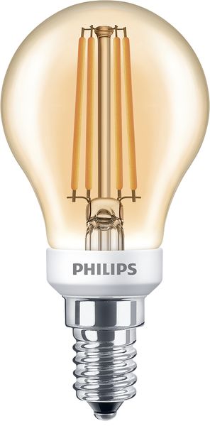 Philips Classic filament LED kogellamp 5W-35W E14 220V-240V 2500K kleur 825 P45 goud dimbaar