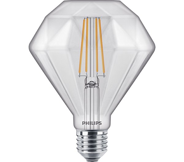 Philips Classic filament Diamond LEDlamp 5W=40W E27 220-240V 2700K kleur 827 helder dimbaar