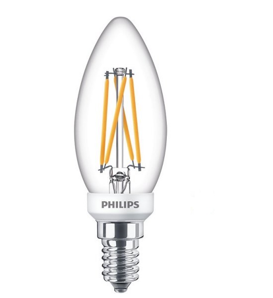 Philips Classic filament LED kaarslamp DT CRI90 6W=40W E14 220V-240V 2700K-2200K kleur 927-922 B35 helder dimbaar