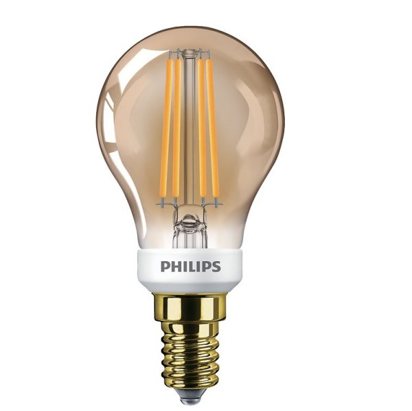 Philips Classic filament LED kogellamp D 5W-32W E14 220V-240V 2200K kleur 822 P45 goud dimbaar