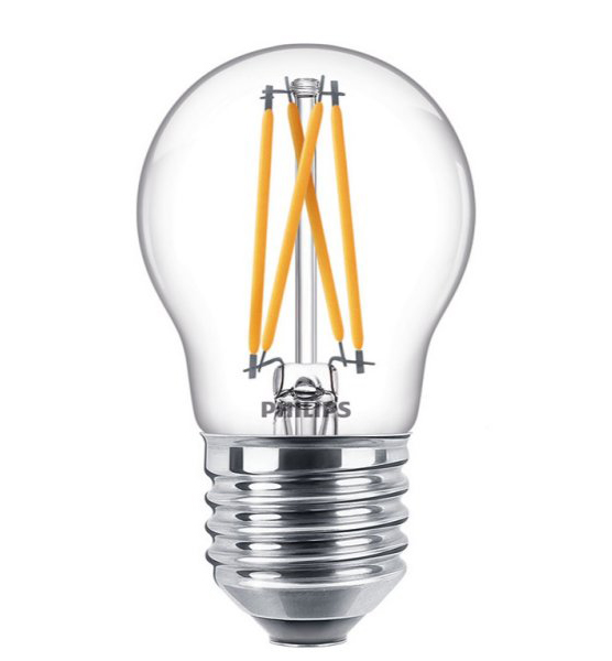 Philips Classic filament LED kogellamp DT 3,5W=25W E27 220V-240V 2700K-2200K kleur 927-922 P45 helder dimbaar