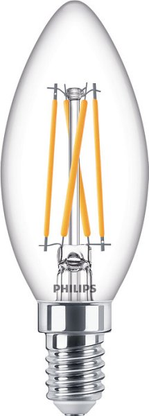 Philips Classic filament LED B35 kaarslamp DT 2,5W=25W E14 220V-240V 2700K-2200K kleur 927-922 helder DimTone dimbaar