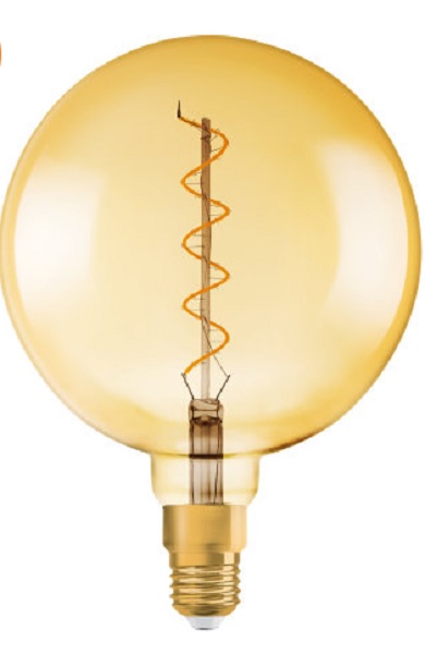 Osram Globe 1906 flexLED filament LED globelamp 200mm 5W=28W E27 230V 2000K kleur 820 goud niet dimbaar