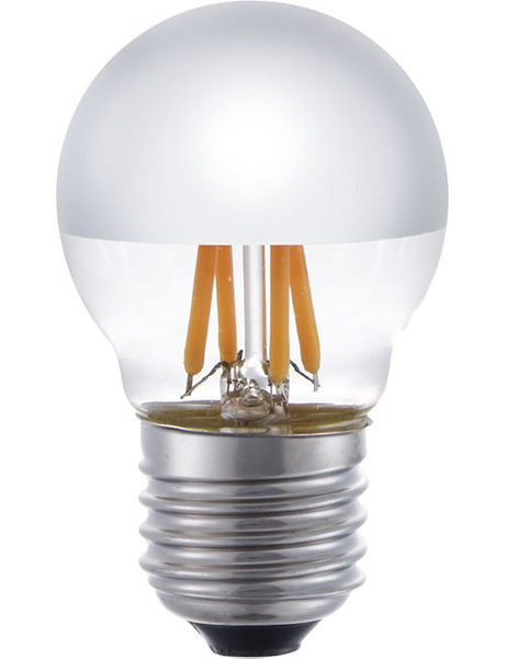 SPL filament LED kopspiegel kogellamp 4W E27 230V 2500K kleur 925 zilver dimbaar