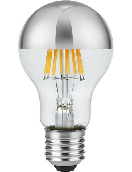 SPL filament LED kopspiegel normaallamp 6,5W E27 230V 925 2500K zilver dimbaar