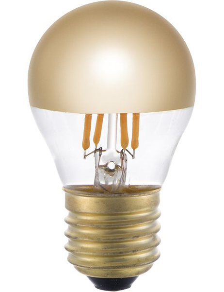 SPL filament LED kopspiegel kogellamp 4W E27 230V 2500K kleur 925 goud dimbaar