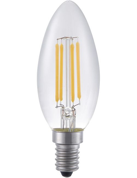 SPL filament LED kaarslamp 5W=39W E14 230V 2700K kleur 827 C35 helder dimbaar