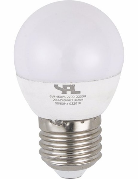 SPL LED kogellamp DimToWarm 6W=39W E27 230V 2700K-2200K kleur 927-920 mat dimbaar
Dim to warm, kleurtemperatuur verschuift van warmwit (2700K) naar zeer warmwit (2200K) bij volledig dimmen