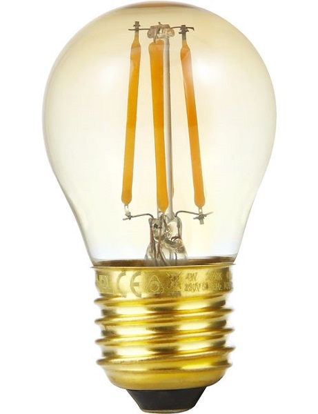 SPL filament LED kogellamp 4W=25W E27 230V 2200K kleur 922 goud dimbaar