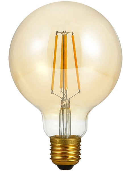 SPL filament LED globelamp 95mm 4W E27 230V 2200K kleur 822 goud dimbaar
