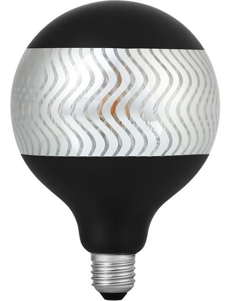 SPL filament LED globelamp Laser ripple 125mm 4W E27 230V 2500K kleur 925 zwart dimbaar