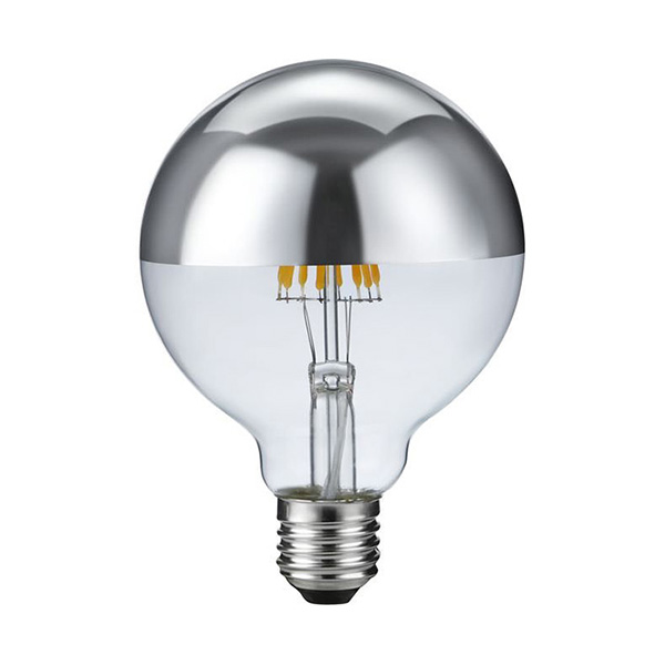 SPL filament LED globe kopspiegellamp 95mm 6,5W E27 230V 2500K kleur 925 zilver dimbaar