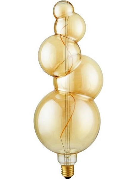 SPL filament XXL Bubble-5 LEDlamp 4W E27 230V 2000K kleur 920 goud dimbaar