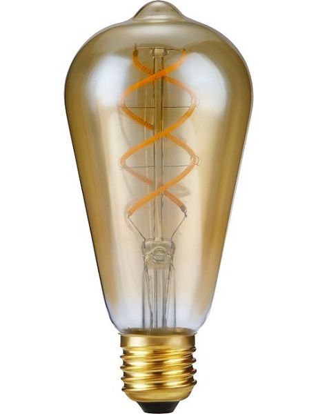 SPL Flex Rustika ST64 filament LEDlamp DH 5W E27 230V 920 2000K goud dimbaar
