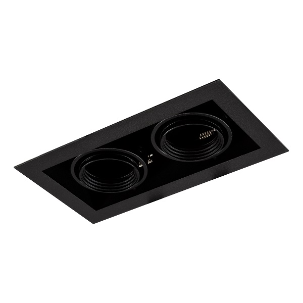 Cardan inbouwarmatuur Asta II 2x ES50 GU10 50W zwart (rand zwart, binnenzijde zwart en kardanisch gedeelte zwart)