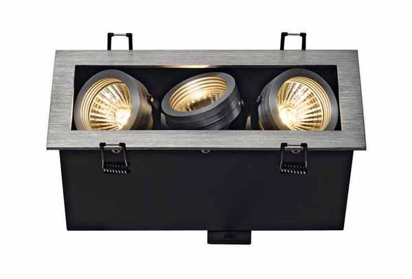 SLV 115536 Kadux 3 GU10 ES50 3x50W plafond inbouwarmatuur alu geborsteld
