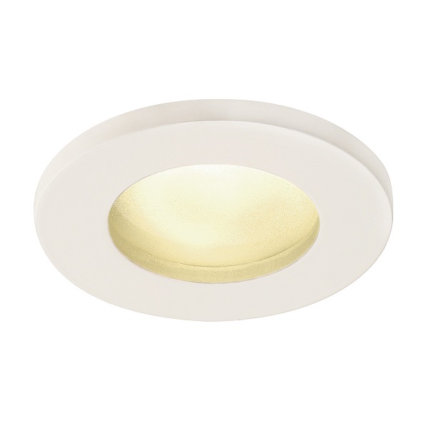 SLV 1001165 Dolix Out  GU10 ES50 35W plafond inbouwarmatuur met gesatineerd glas rond IP44 wit