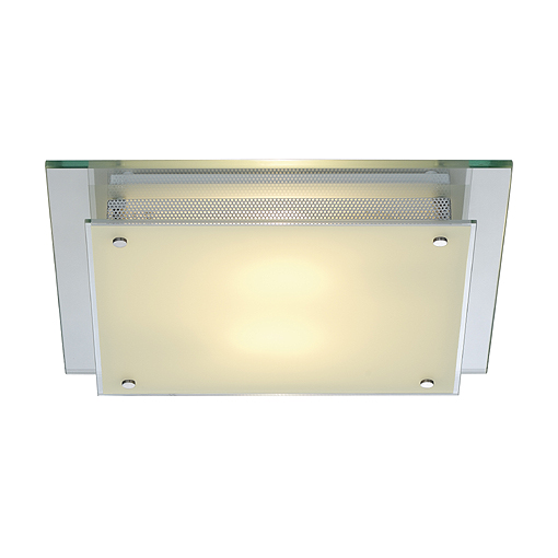 SLV 155180 Glassa Square E27 2x60W wand- en plafond opbouwarmatuur gesatineerd glas