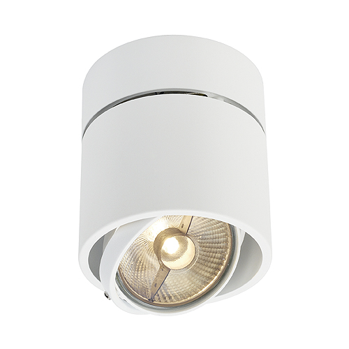 SLV 117161 Kardamod Surface Round Single GU10 ES111 75W plafond opbouwarmatuur wit 
let op, de ES111 lichtbron heeft een korte levensduur en is maar in beperkt aan variaties (2 vermogens en 1 bundelbreedte) te koop