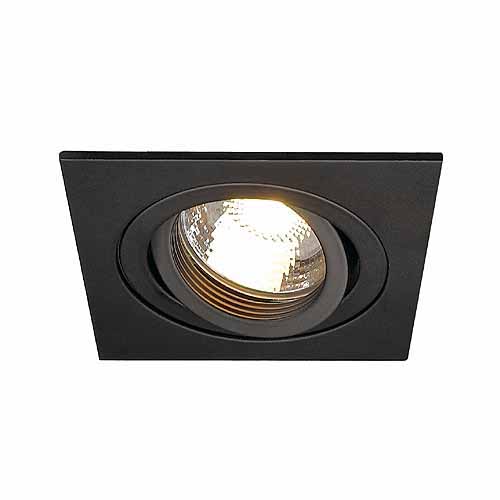 SLV 111720 New Tria ES50 GU10 50W plafond inbouwarmatuur square zwart mat met bladveer