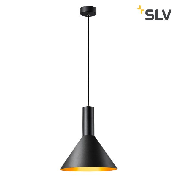 SLV 1002949 Phelia 25 pendelarmatuur E27 23W met stofkabel zwart/goud