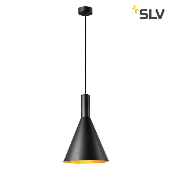SLV 1002948 Phelia 30 pendelarmatuur E27 23W met stofkabel zwart/goud