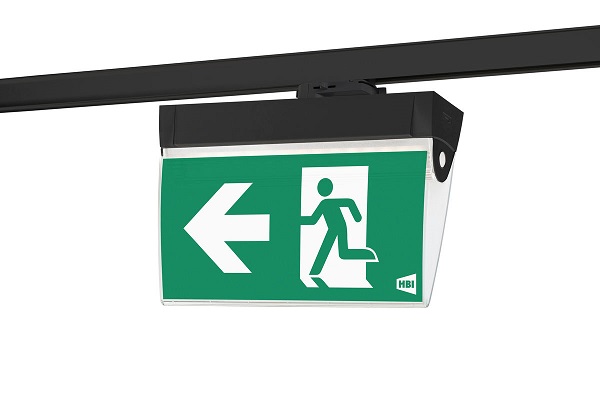 HBI noodverlichting LED met 3 fase railadaptor IP40 nood/continu opbouw verhoogde kap nood accu (1 uur) leverbaar in diverse uitvoeringen