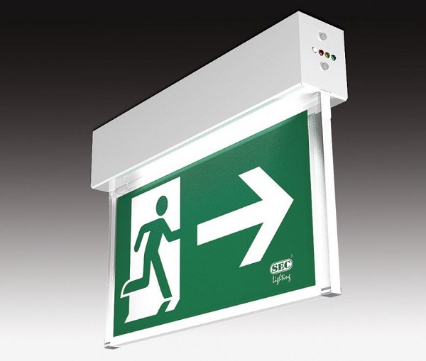 SEC Ledlux3-P-AT 3W 1h nood/continu opbouw wit RAL9003 zonder plexiglas pictogram IP20 autotest