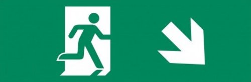 MacBright Ede Tec Tiel pictogram E nooduit rechts omlaag ISO 7010