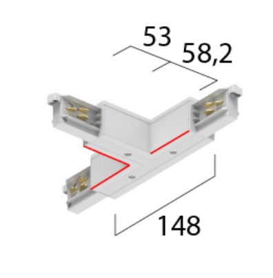 Onetrack by Eutrac 575 2 1212 2 T-stuk Dali 3f spanningsrail doorlopende aarde binnen, rechts met voedingsmogelijkheid zwart