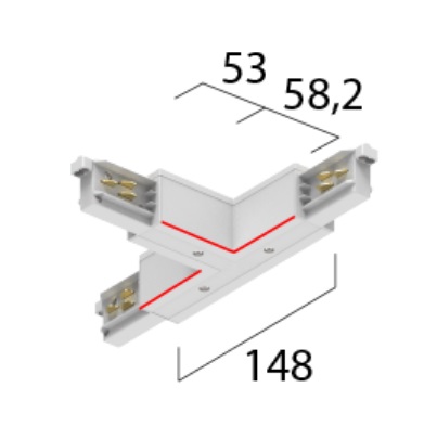 Onetrack by Eutrac 575 2 1213 2 T-stuk Dali 3f spanningsrail doorlopende aarde binnen, links met voedingsmogelijkheid zwart
