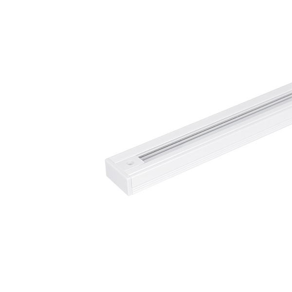 1 fase spanningsrail 2m met voedingsstekker rechts en eindstuk 16A max. 3600W wit