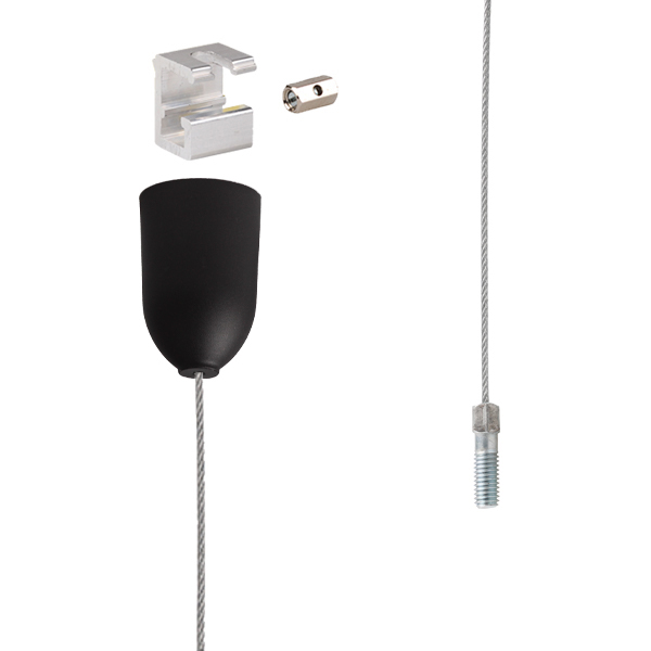 Nordic Global SPW1-2/3M staaldraadset M6 met plafondkap zwart 3,0m SKB-12 en M6 moer los meebestellen