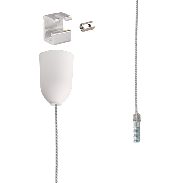 Nordic Global SPW1-1,5-3 staaldraadset M6 met plafondkap wit 1,5m SKB-12 en M6 moer los meebestellen