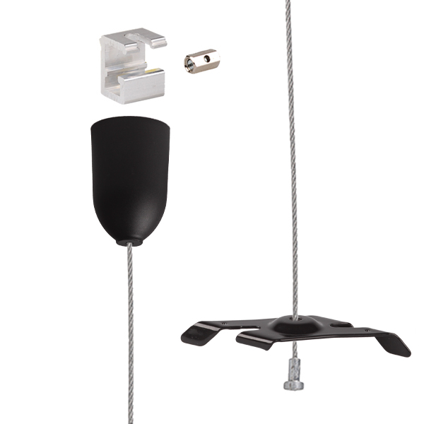 Nordic Global SPW11SK-2/3M staaldraadset met plafondkap zwart 3,0m