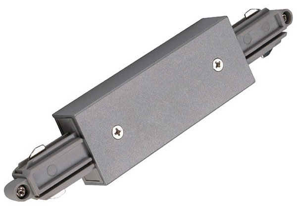 SLV 143102 1 fase opbouw spanningsrail middenvoeding met voedings mogelijkheid zilvergrijs