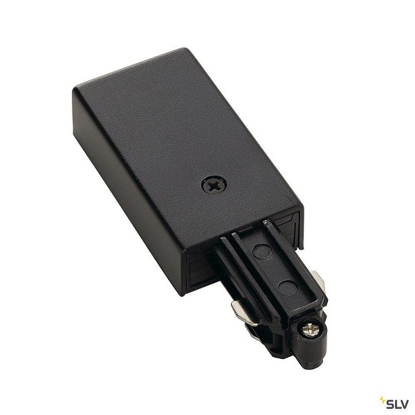 SLV 143030 1 fase opbouw spanningsrail voedingsstekker aarde links zwart