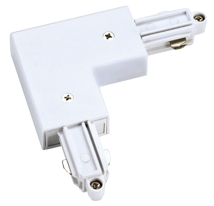 SLV 143061 1 fase opbouw spanningsrail hoekstuk aarde binnenliggend met voedings mogelijkheid wit