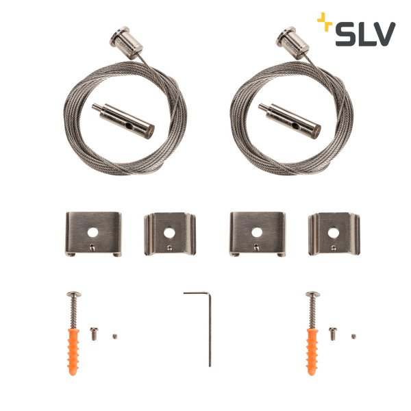 SLV 1002845 plafondophangset nikkel voor spanningsrail 2 stuks