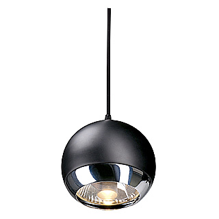 SLV 185590 Light Eye GU10 ES111 75W pendelarmatuur 1,5m voor Easytec II met zwarte textielkabel chroom/zwart