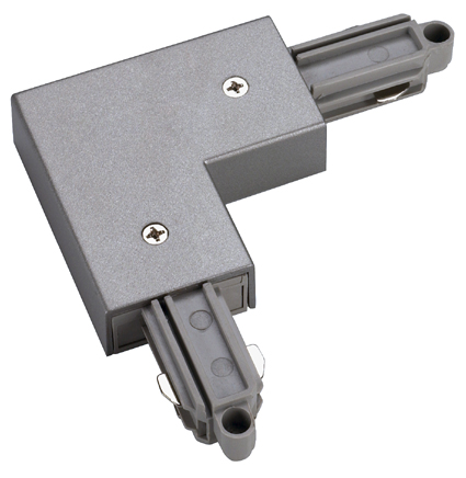 SLV 143052 1 fase opbouw spanningsrail hoekstuk aarde buitenliggend met voedings mogelijkheid zilvergrijs