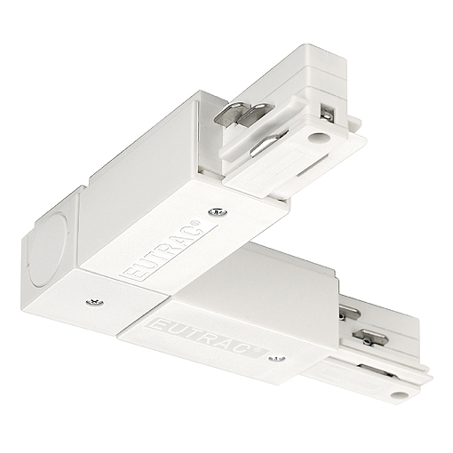 Eutrac 555 1 1210 1 hoekstuk 3f rail doorlopende aarde binnen met voedingsmogelijkheid wit (oude kleur)