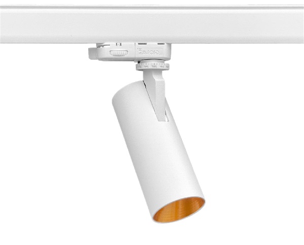 Firstlight Slimm 50 10W  930-918 3000K-1800K 3 fase LEDarmatuur wit met gouden ring Dim to Warm 36°
