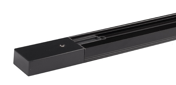 1 fase spanningsrail 1m met voedingsstekker rechts en eindstuk 16A max. 3600W zwart